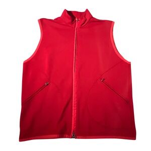 Hugo Boss Vest Men Large Red Full Two-Way Zip Mock‎ Neck Fleece Lined Athletic